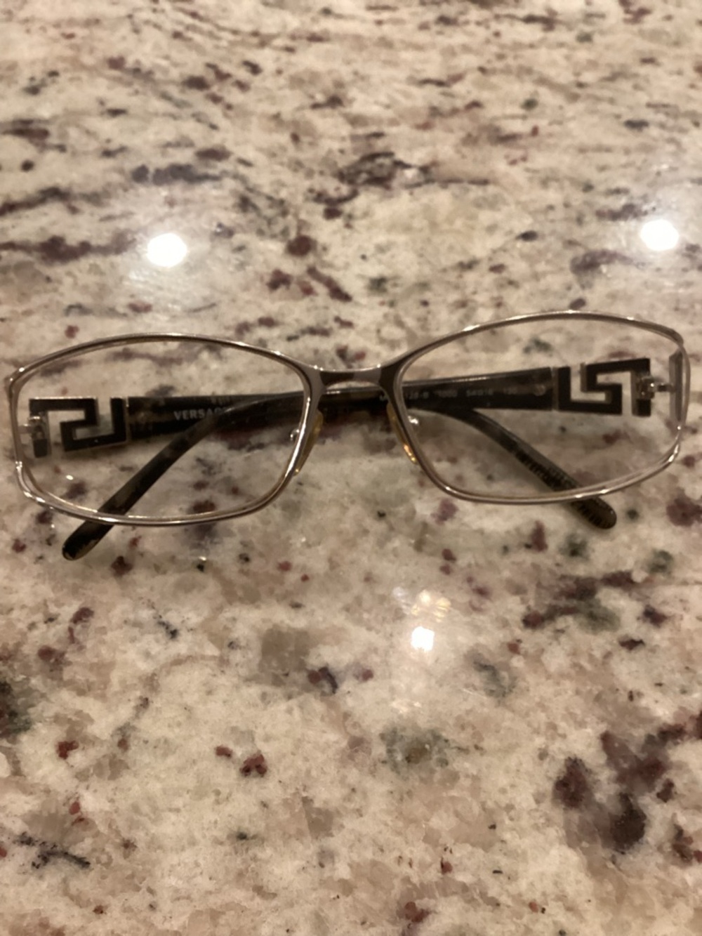 Versace Gold and Black Rectangular Metal Frame Glasses